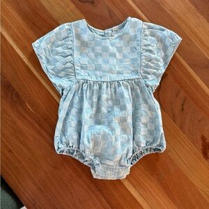 Rylee + Cru Blue Checkered Kids One Piece